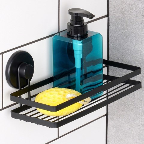 Półka pod prysznic do łazienki łazienkowa metalowa czarna na przyssawki 25x10x8.5cm BATHROOM SOLUTIONS 567008