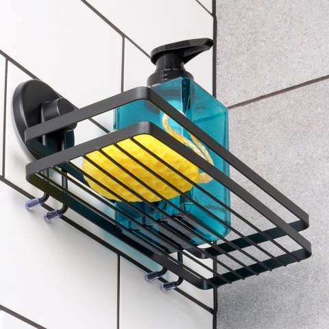 Półka pod prysznic do łazienki łazienkowa metalowa czarna na przyssawki 25x10x8.5cm BATHROOM SOLUTIONS 567008