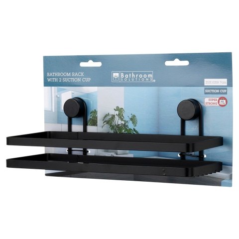 Półka pod prysznic do łazienki łazienkowa metalowa czarna na przyssawki 25x10x8.5cm BATHROOM SOLUTIONS 567008