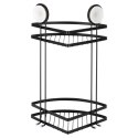 Półka pod prysznic do łazienki łazienkowa metalowa czarna na przyssawki narożna 2-poziomowa 24x18x38cm BATHROOM SOLUTIONS 567009