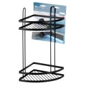 Półka pod prysznic do łazienki łazienkowa metalowa czarna na przyssawki narożna 2-poziomowa 24x18x38cm BATHROOM SOLUTIONS 567009