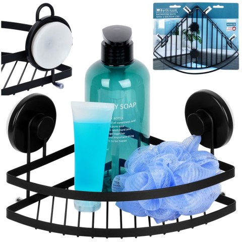 Półka pod prysznic do łazienki łazienkowa metalowa czarna na przyssawki narożna 24x18x12.5cm BATHROOM SOLUTIONS 567047