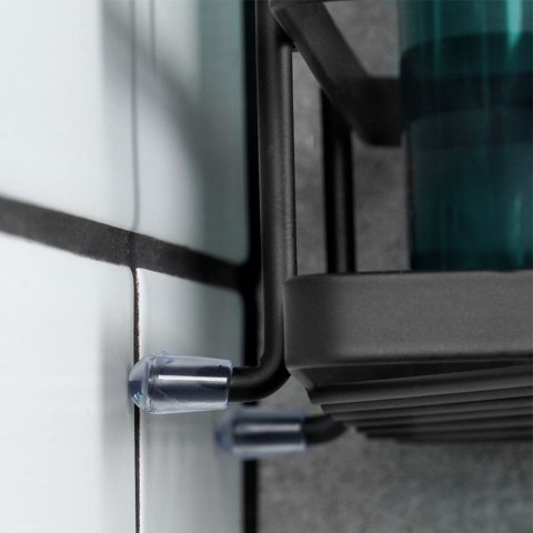 Półka pod prysznic do łazienki łazienkowa metalowa czarna na przyssawki narożna 24x18x12.5cm BATHROOM SOLUTIONS 567047
