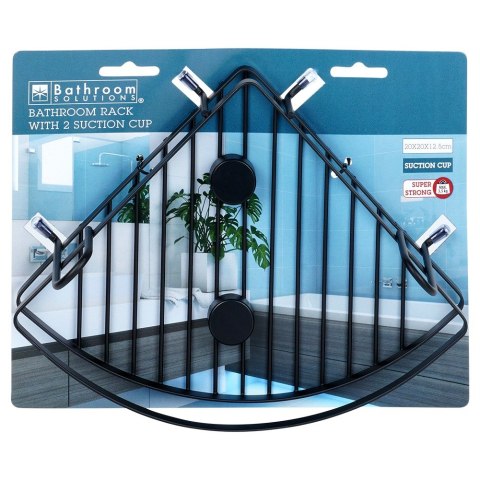 Półka pod prysznic do łazienki łazienkowa metalowa czarna na przyssawki narożna 24x18x12.5cm BATHROOM SOLUTIONS 567047