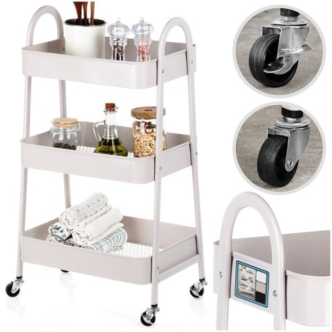 Regał na kółkach metalowy beżowy 3-poziomowy 44x31.5x78.5cm STORAGE SOLUTIONS 568116