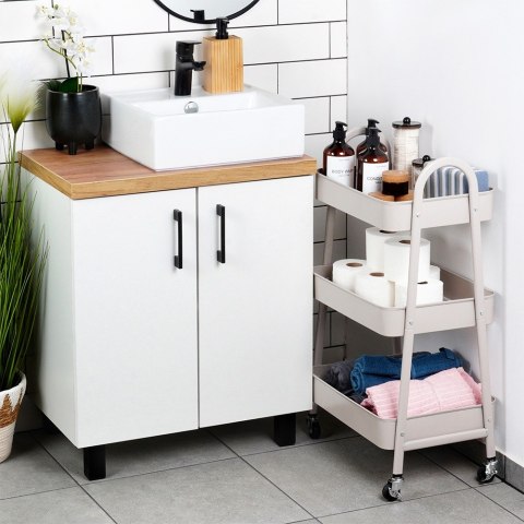 Regał na kółkach metalowy beżowy 3-poziomowy 44x31.5x78.5cm STORAGE SOLUTIONS 568116