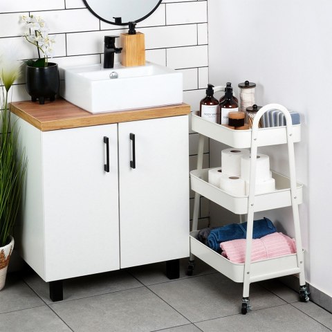 Regał na kółkach metalowy biały 3-poziomowy 44x31.5x78.5cm STORAGE SOLUTIONS 568114