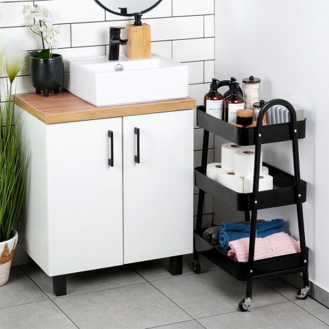 Regał na kółkach metalowy czarny 3-poziomowy 44x31.5x78.5cm STORAGE SOLUTIONS 568115