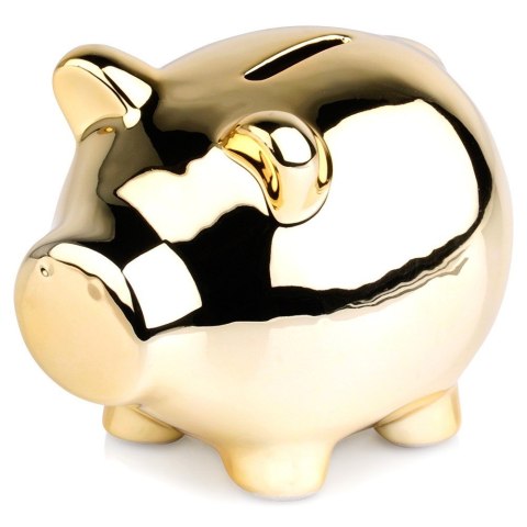 Skarbonka ŚWINKA ceramiczna złota lustrzana 11.5x9cm VILDE 568079-Z