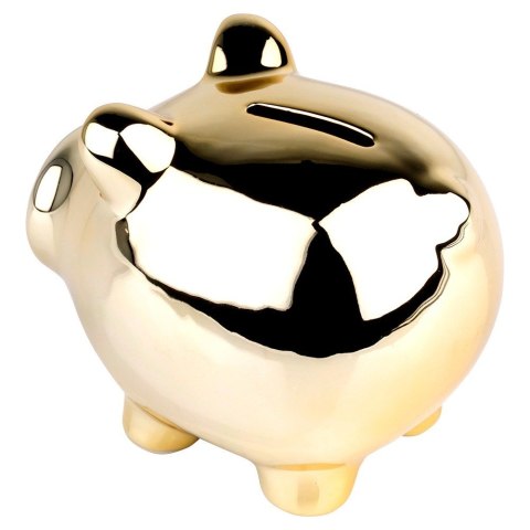Skarbonka ŚWINKA ceramiczna złota lustrzana 11.5x9cm VILDE 568079-Z