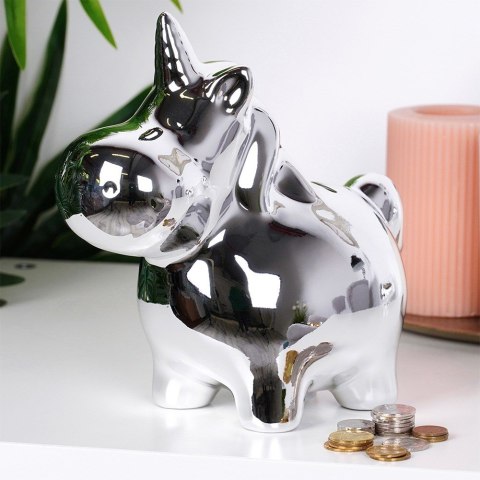 Skarbonka ceramiczna srebrna lustrzana 18x10.5cm VILDE 568078-S