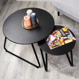 Stolik kawowy metalowy czarny 2 sztuki AMBIANCE 568128