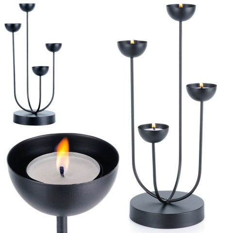 Świecznik metalowy czarny na 4 świeczki świece 15x41.5cm HOME STYLING COLLECTION 568084