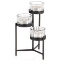 Świecznik metalowy czarny ze szklanymi wkładami na 3 świeczki świece 11x11x18.5cm HOME STYLING COLLECTION 568087