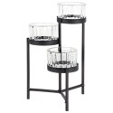 Świecznik metalowy czarny ze szklanymi wkładami na 3 świeczki świece 11x11x18.5cm HOME STYLING COLLECTION 568087