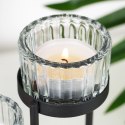 Świecznik metalowy czarny ze szklanymi wkładami na 3 świeczki świece 11x11x18.5cm HOME STYLING COLLECTION 568087
