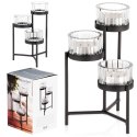 Świecznik metalowy czarny ze szklanymi wkładami na 3 świeczki świece 11x11x18.5cm HOME STYLING COLLECTION 568087