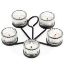 Świecznik metalowy czarny ze szklanymi wkładami na 5 świeczek 21x21x12cm HOME STYLING COLLECTION 568088