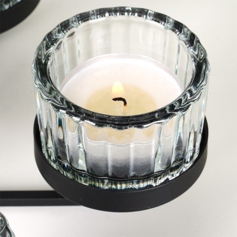 Świecznik metalowy czarny ze szklanymi wkładami na 5 świeczek 21x21x12cm HOME STYLING COLLECTION 568088
