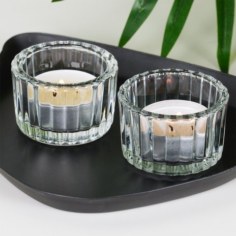 Świecznik szklany na świeczki tealight 5.7cm 2 sztuki HOME STYLING COLLECTION 568095