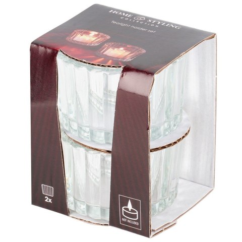Świecznik szklany na świeczki tealight 5.7cm 2 sztuki HOME STYLING COLLECTION 568095