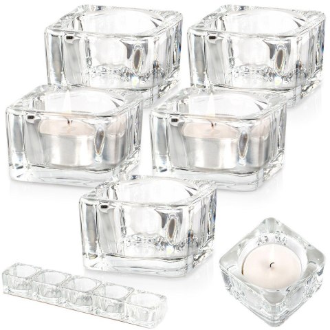 Świecznik szklany na świeczki tealight 5cm 5 sztuk VILDE 568097
