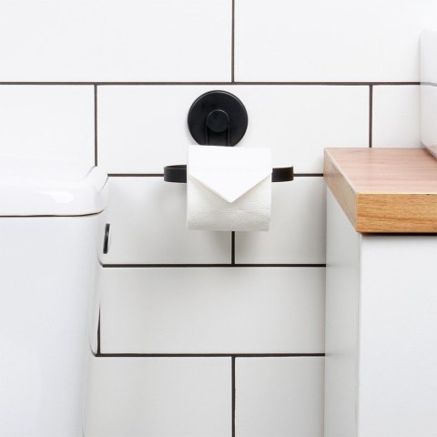 Uchwyt wieszak na papier toaletowy metalowy czarny na przyssawkę BATHROOM SOLUTIONS 567011