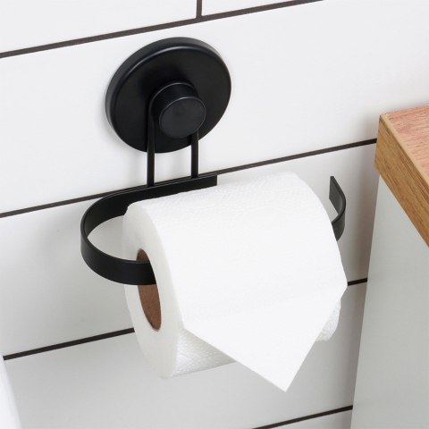 Uchwyt wieszak na papier toaletowy metalowy czarny na przyssawkę BATHROOM SOLUTIONS 567011