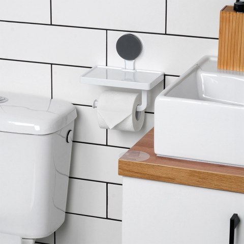 Uchwyt wieszak na papier toaletowy z półką na przyssawkę BATHROOM SOLUTIONS 567041
