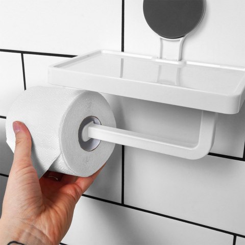 Uchwyt wieszak na papier toaletowy z półką na przyssawkę BATHROOM SOLUTIONS 567041