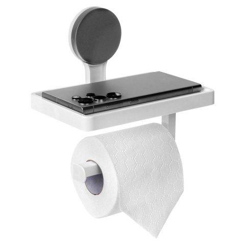 Uchwyt wieszak na papier toaletowy z półką na przyssawkę BATHROOM SOLUTIONS 567041