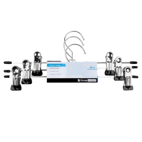 Wieszak na spodnie metalowy z klipsami 3 sztuki STORAGE SOLUTIONS 566022