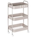 Wózek do przechowywania metalowy beżowy 3-poziomowy MISTY NAVA 10-170-062