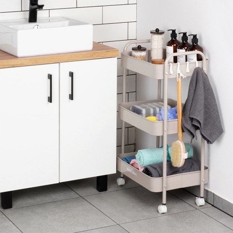 Wózek do przechowywania metalowy beżowy 3-poziomowy MISTY NAVA 10-170-062