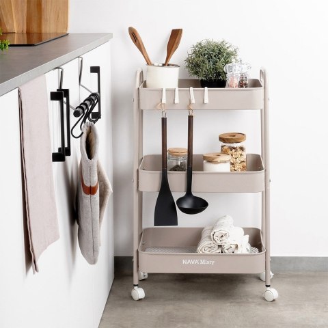 Wózek do przechowywania metalowy beżowy 3-poziomowy MISTY NAVA 10-170-062