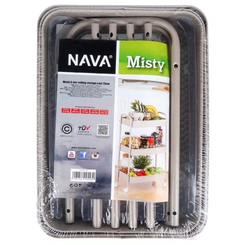 Wózek do przechowywania metalowy beżowy 3-poziomowy MISTY NAVA 10-170-062