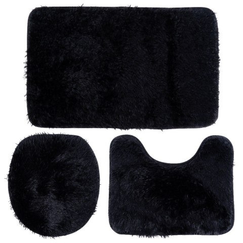 Zestaw dywaników łazienkowych do łazienki czarny 3-ele VILDE 567037