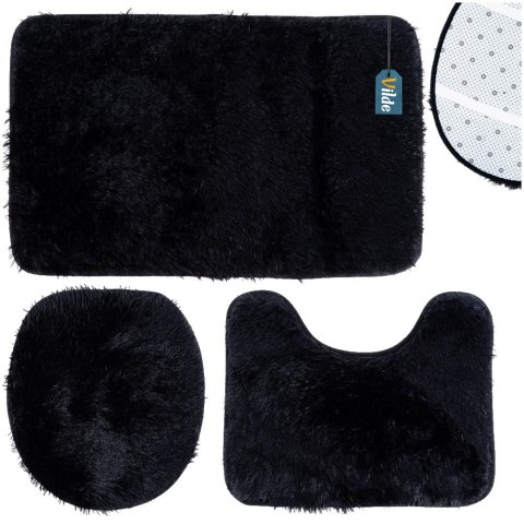 Zestaw dywaników łazienkowych do łazienki czarny 3-ele VILDE 567037