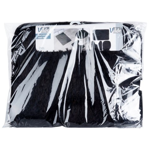 Zestaw dywaników łazienkowych do łazienki czarny 3-ele VILDE 567037