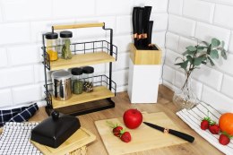 Blok na noże bambusowy stojak do noży pojemnik organizer biały BRUNBESTE BB-3786