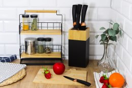 Blok na noże bambusowy stojak do noży pojemnik organizer czarny BRUNBESTE BB-3785