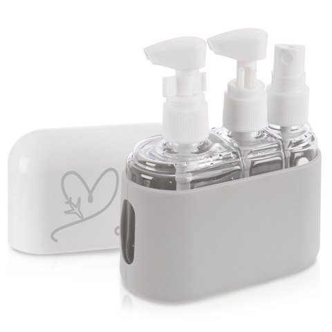 Butelki pojemniki podróżne turystyczne na kosmetyki w etui 4-ele ORION 811258