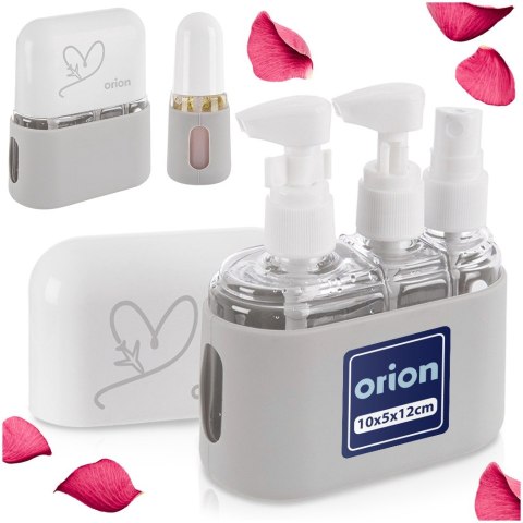 Butelki pojemniki podróżne turystyczne na kosmetyki w etui 4-ele ORION 811258