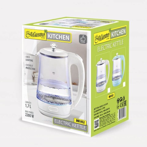 Czajnik elektryczny szklany 1.7L 2200W niebieski MAESTRO MR-052-BLUE