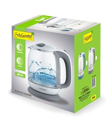 Czajnik elektryczny szklany 1.7L 2200W niebieski MAESTRO MR-056-BLUE