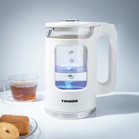 Czajnik szklany elektryczny 1.7L niebieski TIROSS TS-2704