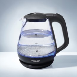 Czajnik szklany elektryczny mały 1.2L 1630W niebieski TIROSS TS-2708