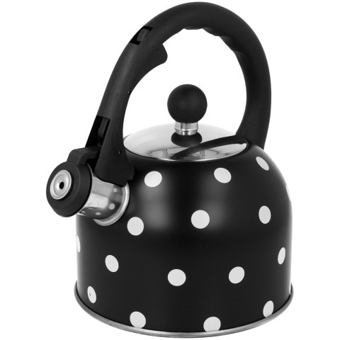 Czajnik z gwizdkiem mały 1.5L czarny w białe kropki indukcja BRUNBESTE BB-2416