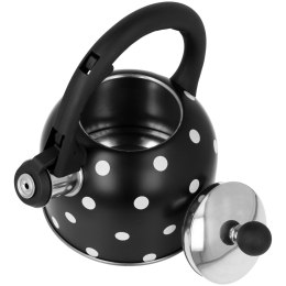 Czajnik z gwizdkiem mały 1.5L czarny w białe kropki indukcja BRUNBESTE BB-2416
