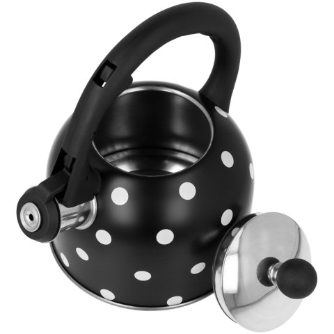 Czajnik z gwizdkiem mały 1.5L czarny w białe kropki indukcja BRUNBESTE BB-2416
